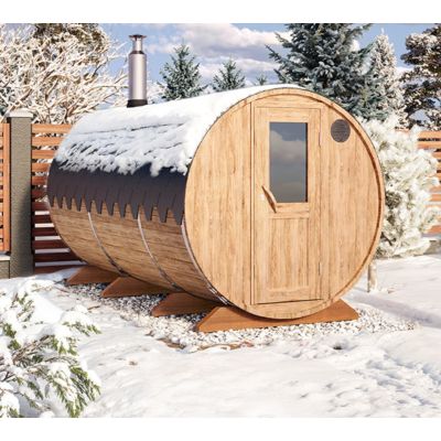 Fass-Sauna 4.m ⌀2,0m mit Vorraum