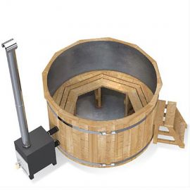 Holzbadezuber für 4-8 Personen ⌀ 2,0m mit Edelstahleinsatz