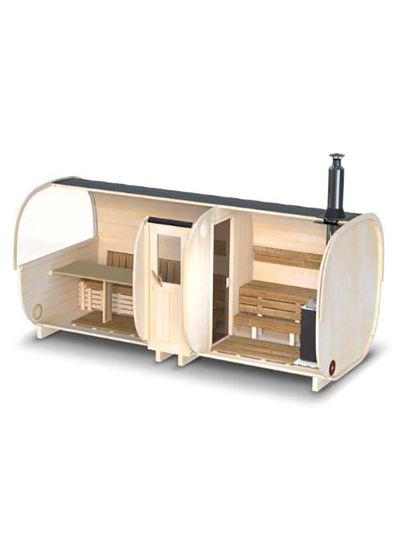 Fass-Sauna 5.0m ⌀2,2m mit Vorraum