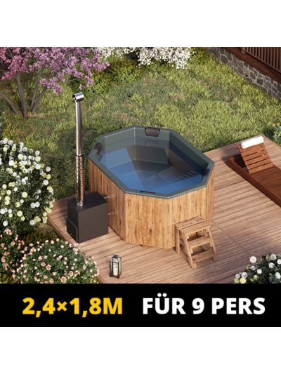 Badezuber Achteck lang für 9 Personen